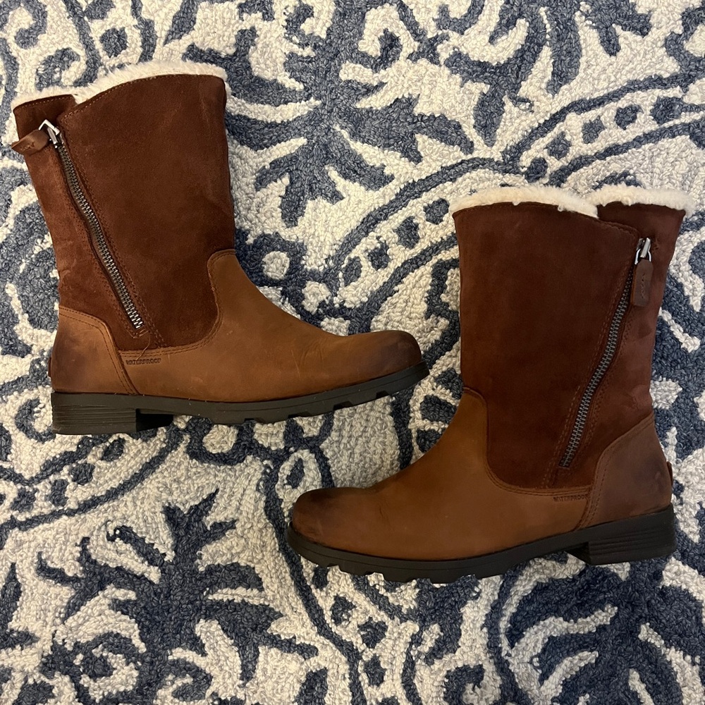 Sorel Emilie Foldover Suede Winter Boots Waterproof Women's 10